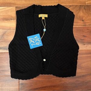 VRG GRL Black Knit Sleeveless Blouse Vest